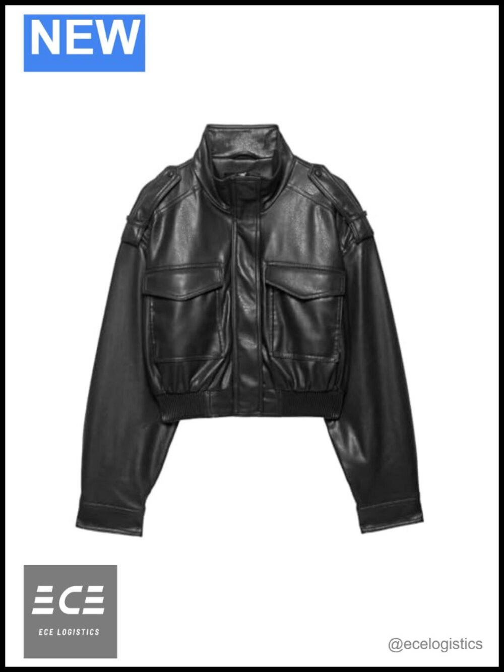 Cropped Faux Leather Jacket Vintage Stand Collar Zip Up Moto Bomber